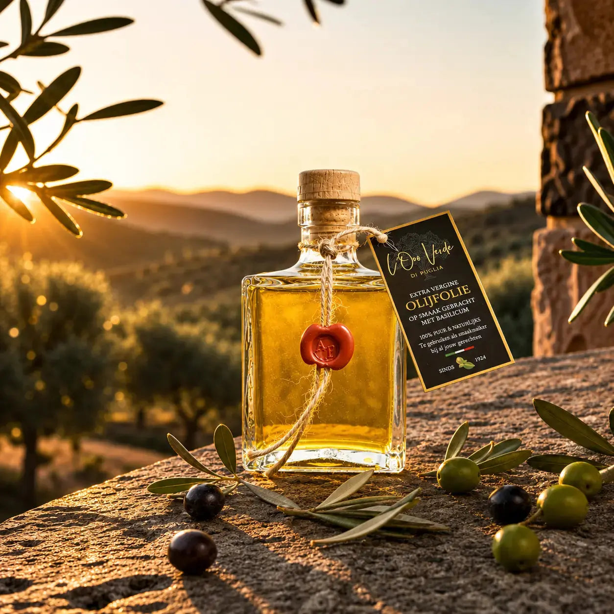 Olijfolie Basilicum 250ml L'Oro Verde di Puglia