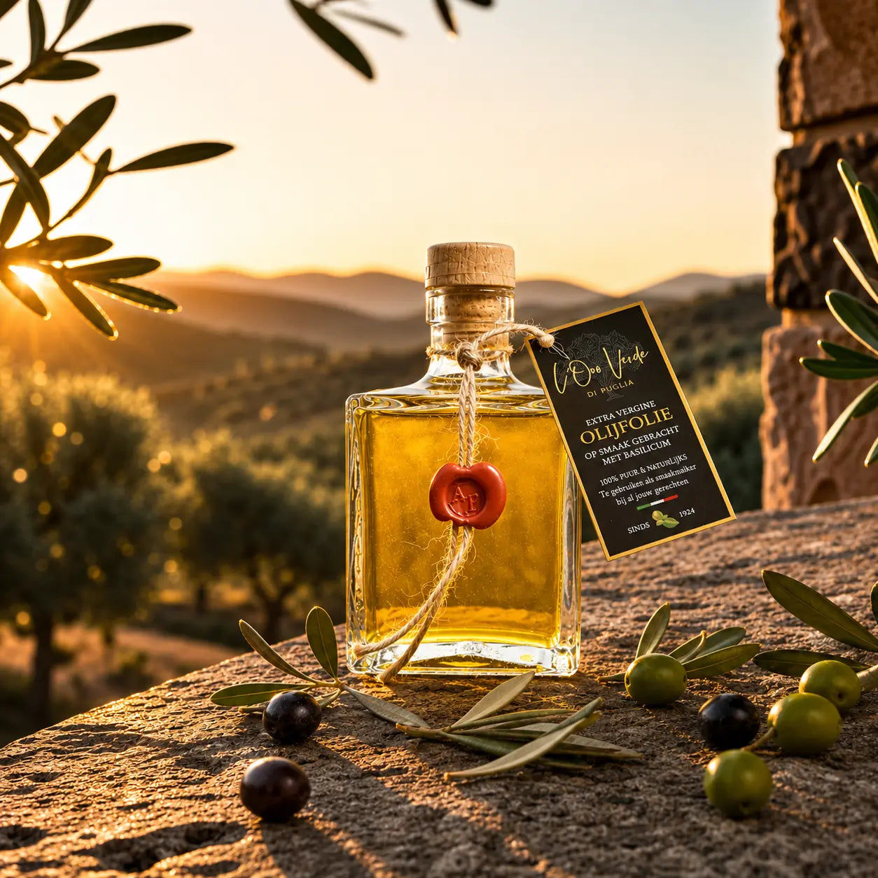 Olijfolie Basilicum 250ml L'Oro Verde di Puglia