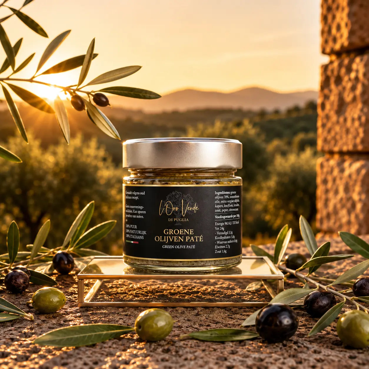 Groene Olijven Paté in Olijfolie L'Oro Verde di Puglia